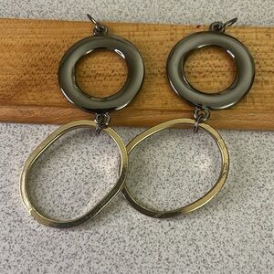 Gunmetal & Gold Dangle Earrings